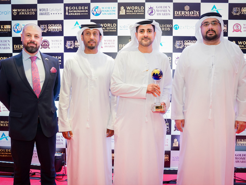 Founders celebrating a technology startup award